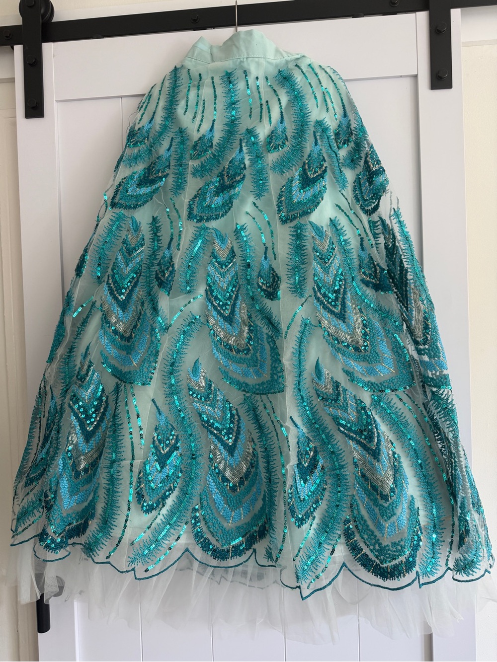 NWT Embellished Aqua Blue Lehenga with Sheer Dupatta - Picture 13 of 15